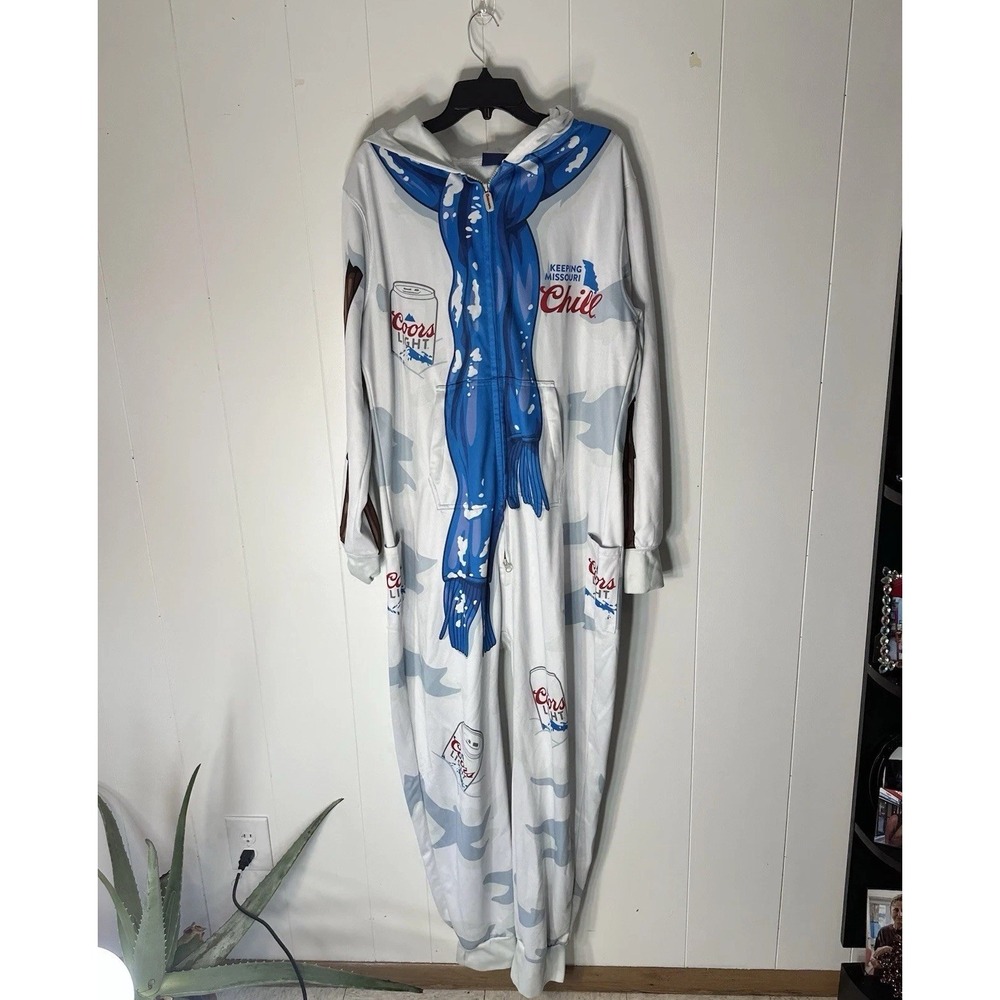 Coors Light Chill PJ Jumpsuit Hood Pockets Beer by G&GOutfitters Adult Unisex XL